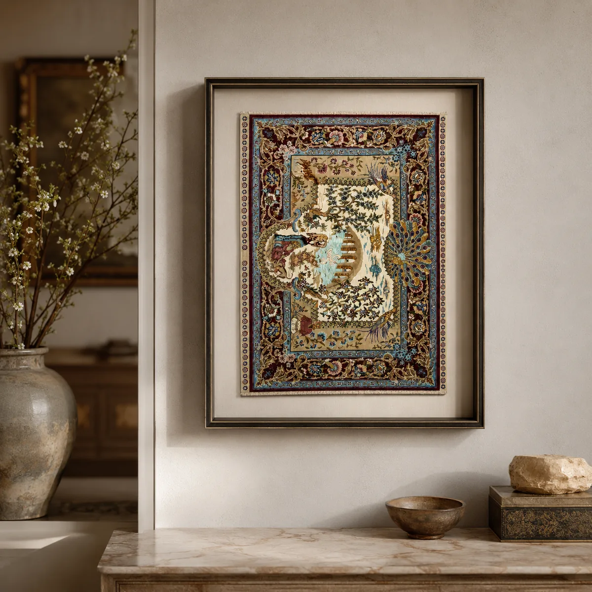 Hereke Silk - Peacock Garden, thumbnail 2 of 6