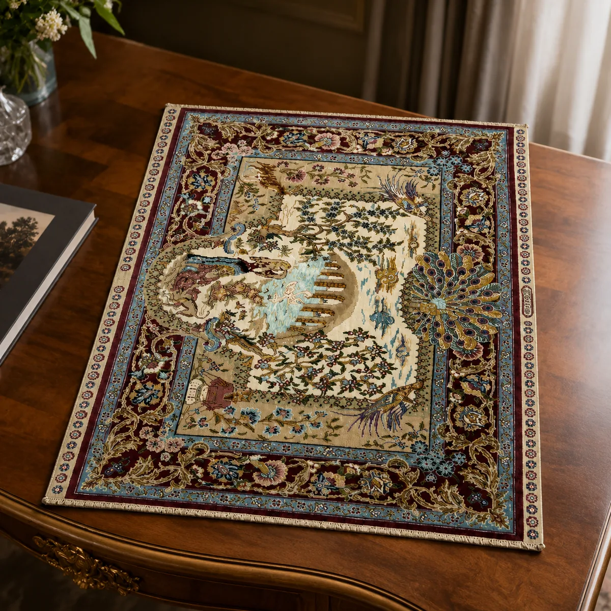 Hereke Silk - Peacock Garden, thumbnail 3 of 6