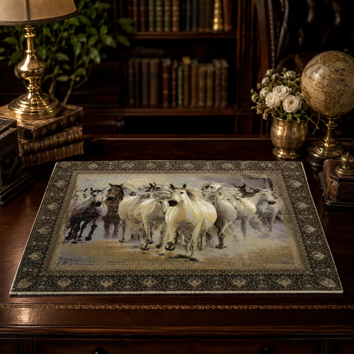 Hereke Silk - White Stallions, thumbnail 4 of 6