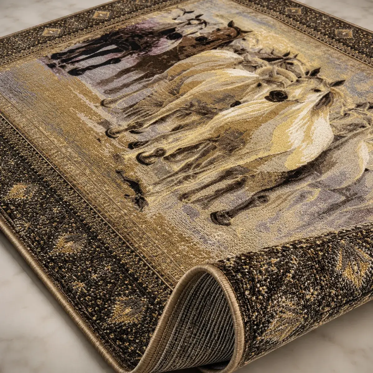 Hereke Silk - White Stallions, thumbnail 5 of 6