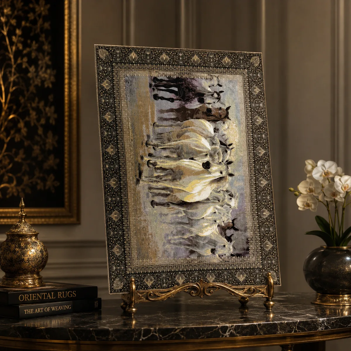 Hereke Silk - White Stallions, thumbnail 6 of 6